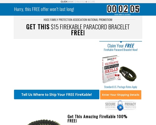Free FireKable Paracord Bracelet Offer - Survival Life
